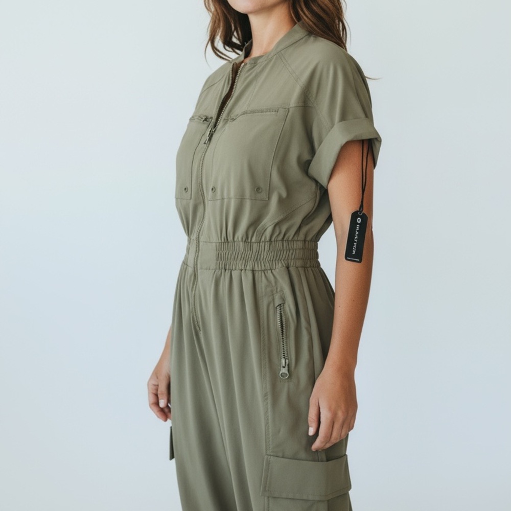 Blanc Noir Sage Green Utility Jumpsuit